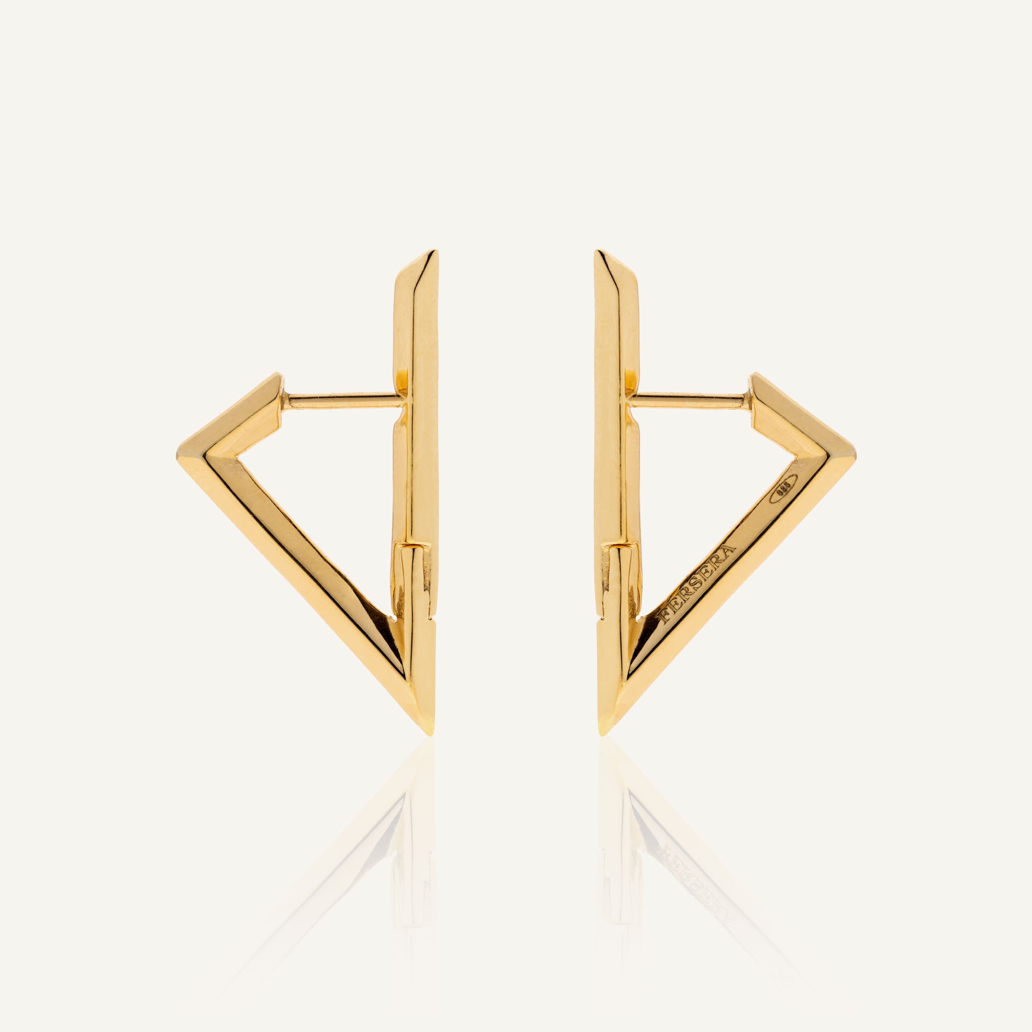 Sculptura Triangle Small Earrings  (Gold)